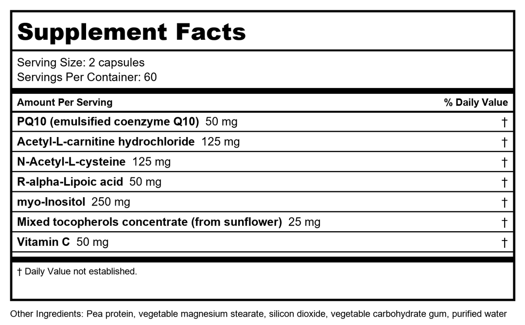 NFH Oocyte SAP 120 Capsules - Supplement Facts panel