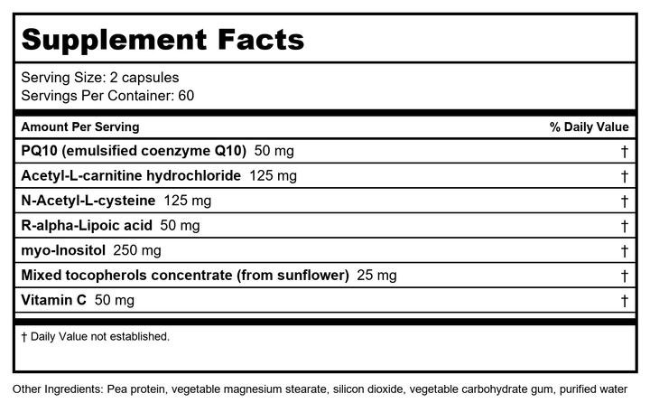 NFH Oocyte SAP 120 Capsules - Supplement Facts panel
