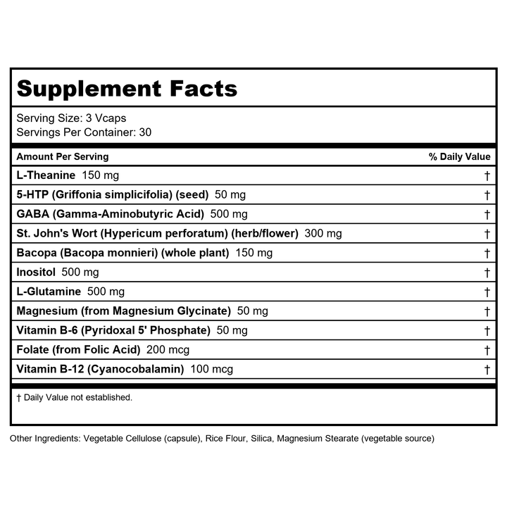 Now Foods Mood Support 90 Vcaps - 3351 - 3 Pack - Supplement Facts panel