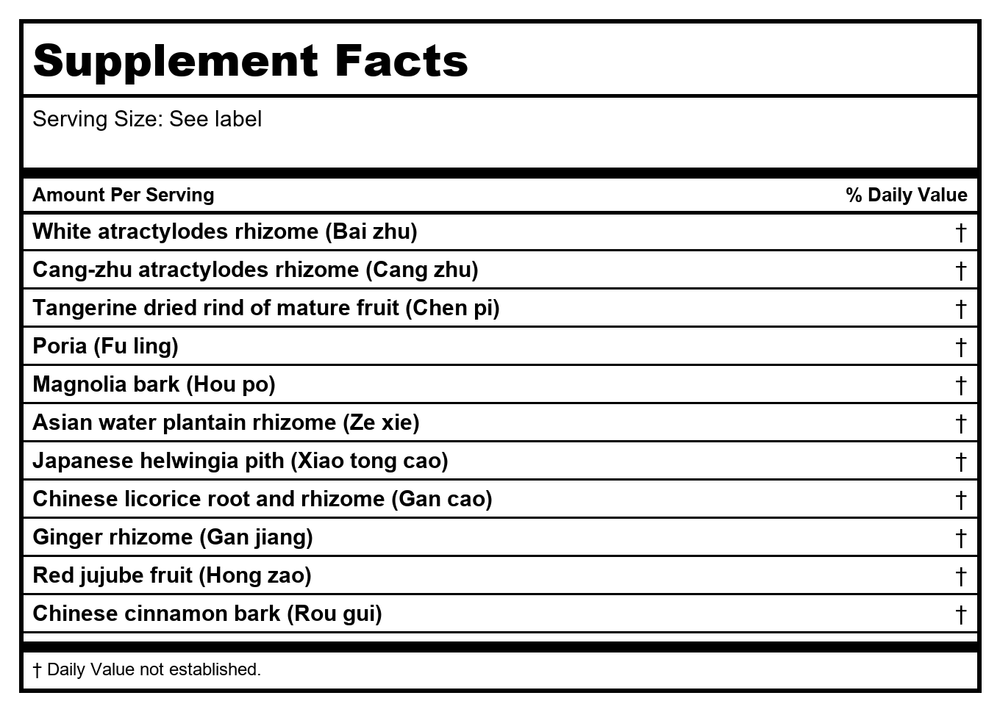 Kan Herb Essentials Spleen Support Formula 60 Tablets - Supplement Facts panel