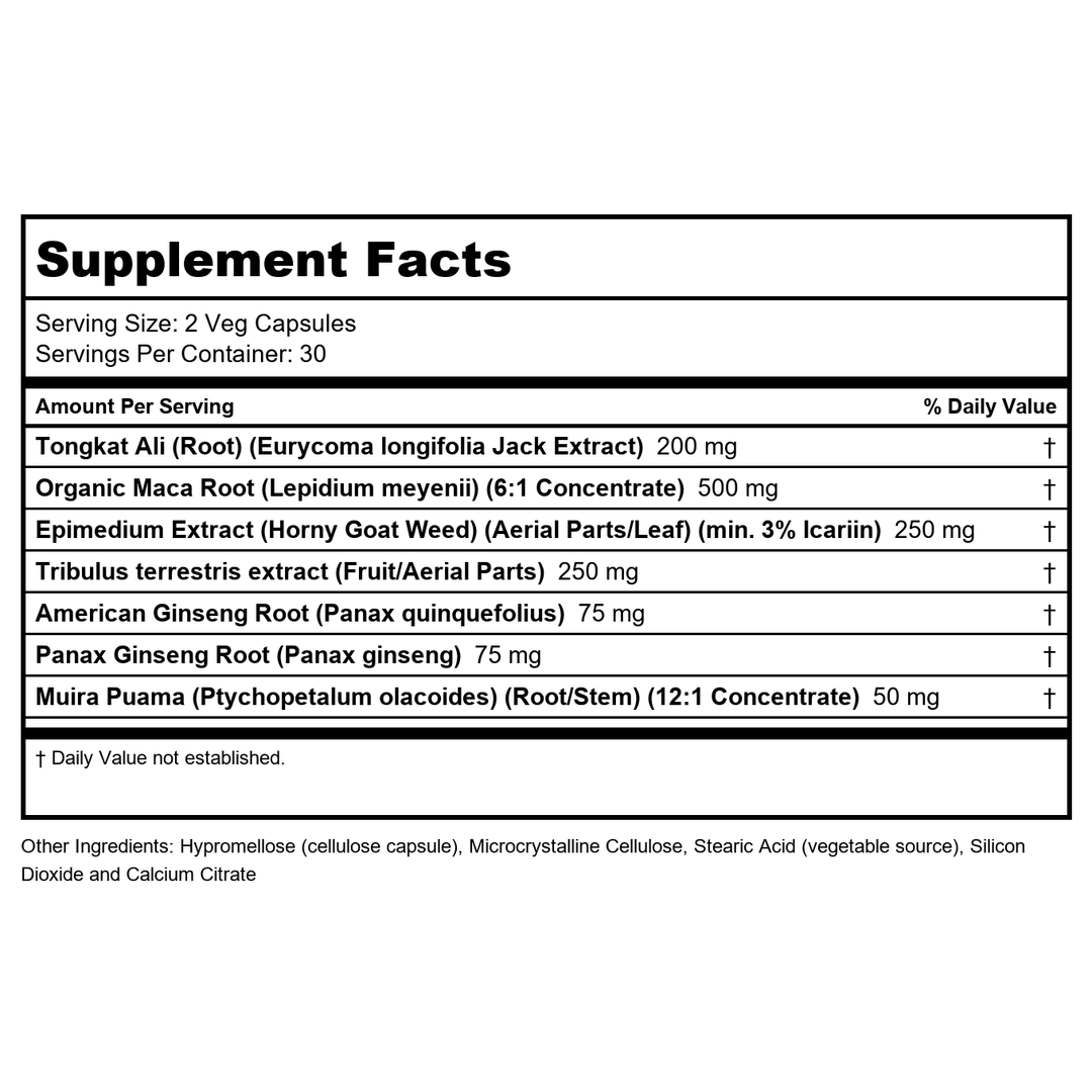 Now Foods TestoJack 200 Extra Strength 60 Vcaps - 2198 - 2 Pack - Supplement Facts panel