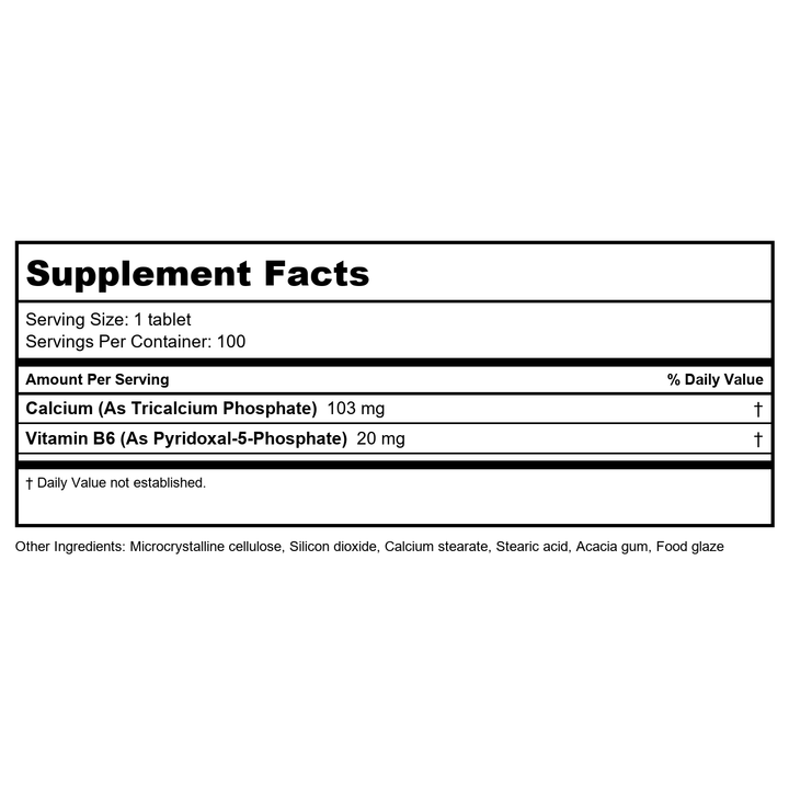 Ecological Formulas Pyridoxal-5-Phosphate 100 Tablets - Supplement Facts panel
