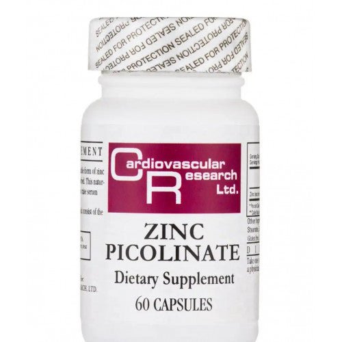 Cardiovascular Research Zinc Picolinate 25mg 60 Capsules - Supplement Facts panel
