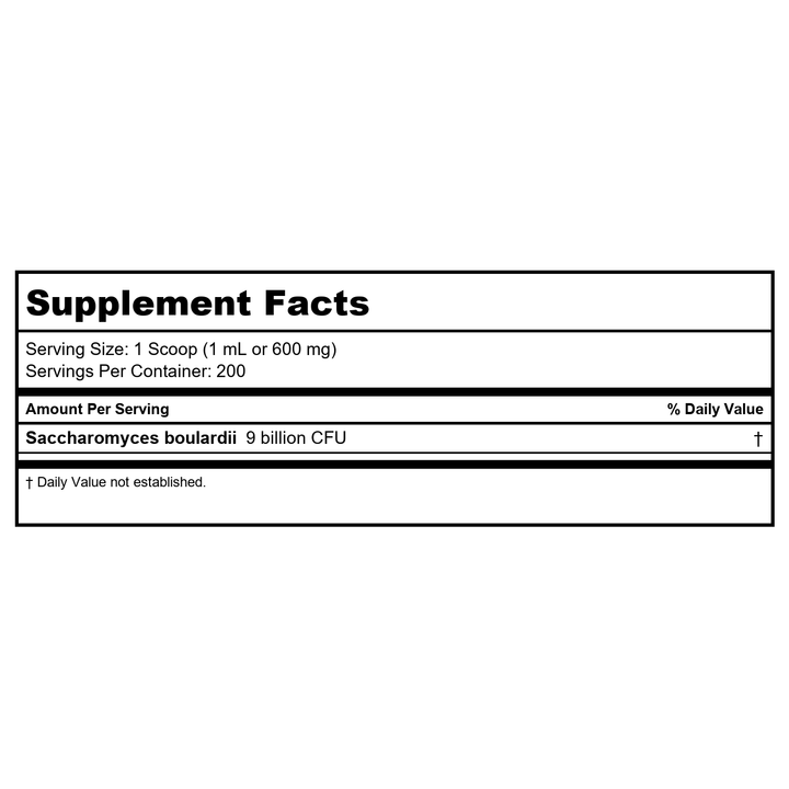 Klaire Labs Saccharomyces Boulardii Powder 180 Grams - Supplement Facts panel
