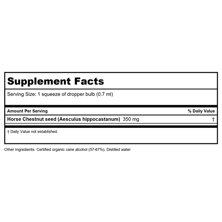 Herb Pharm Horse Chestnut 1oz - Supplement Facts panel