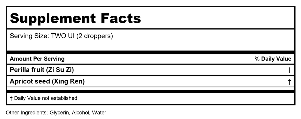 Kan Herbs Gentle Warriors Open Air 1oz - Supplement Facts panel