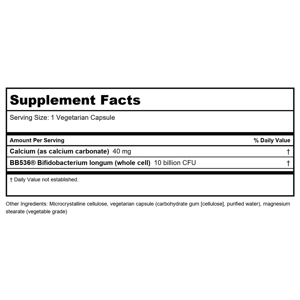 Bioclinic Naturals Probiotic-Pro Bb536 60 Vcaps - 2 Pack - Supplement Facts panel