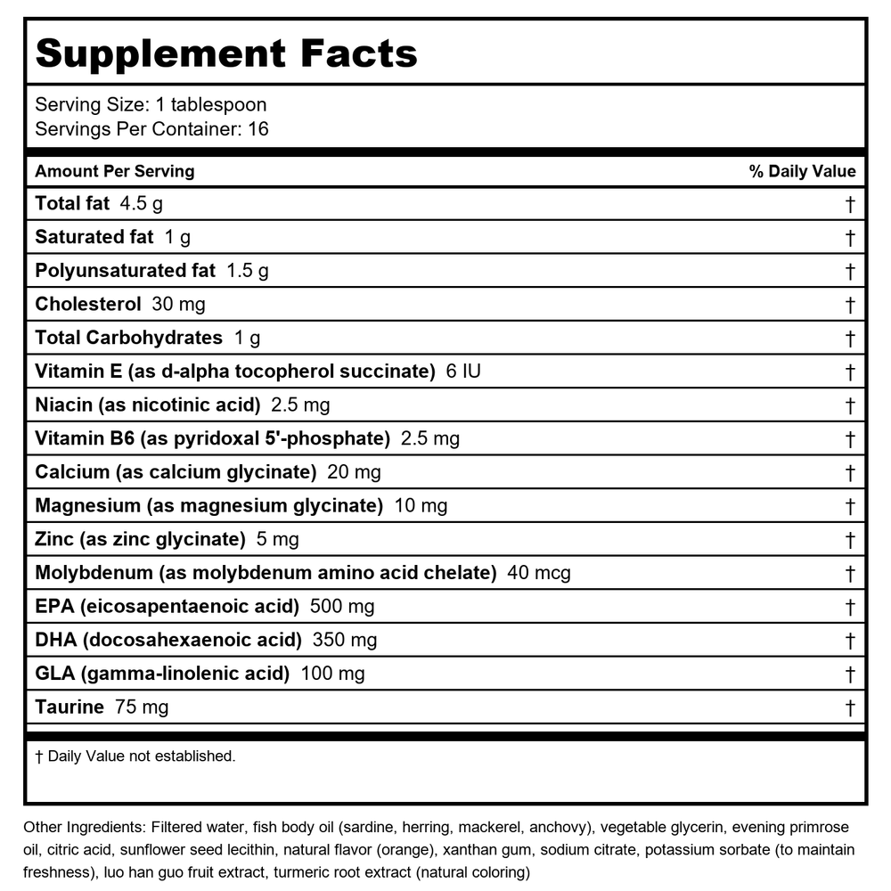 Apex Energetic OmegaCo3 16 oz - K07 - B0076NMUYS - Supplement Facts panel
