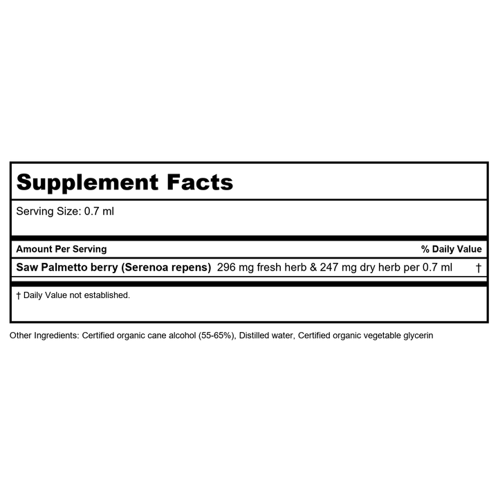 Herb Pharm Prostate Health 1oz - 2 Pack - Supplement Facts panel