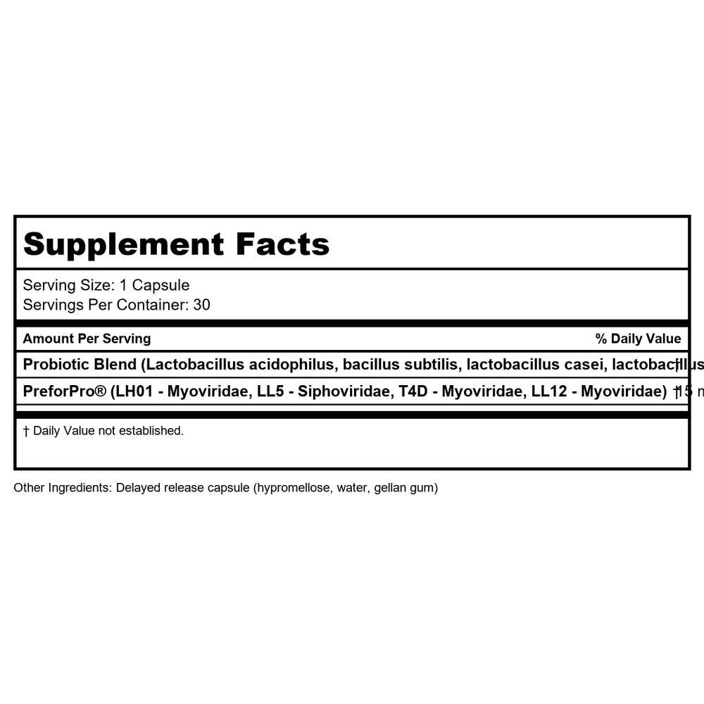 Transformation Enzymes Transbiotic 30 Capsules - Supplement Facts panel