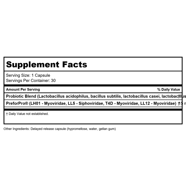 Transformation Enzymes Transbiotic 30 Capsules - Supplement Facts panel