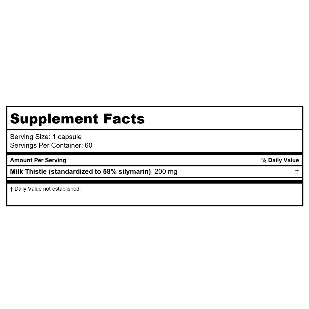 Ortho Molecular Silymarin Forte 60 Capsules - Supplement Facts panel
