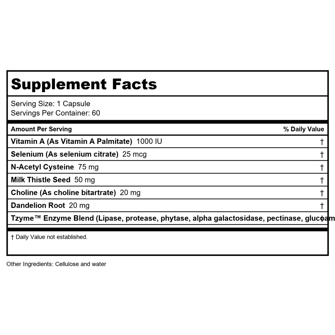 Transformation Enzymes Liver Support 60 Capsules - Supplement Facts panel