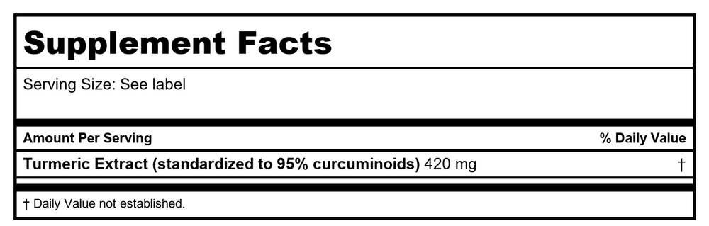Apex Energetics Turmero-XL Active 16 oz - K109 - Supplement Facts panel