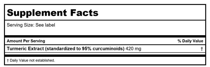 Apex Energetics Turmero-XL Active 16 oz - K109 - Supplement Facts panel