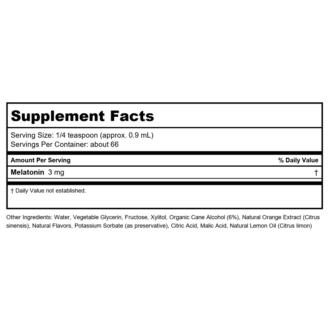 Now Foods Liquid Melatonin 2oz - 3261 - 2 Pack - Supplement Facts panel