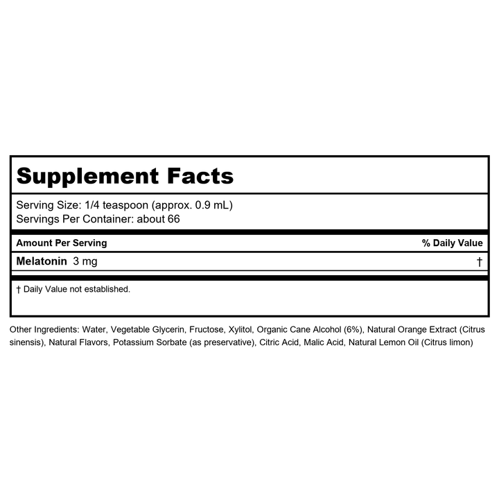 Now Foods Liquid Melatonin 2oz - 3261 - 2 Pack - Supplement Facts panel