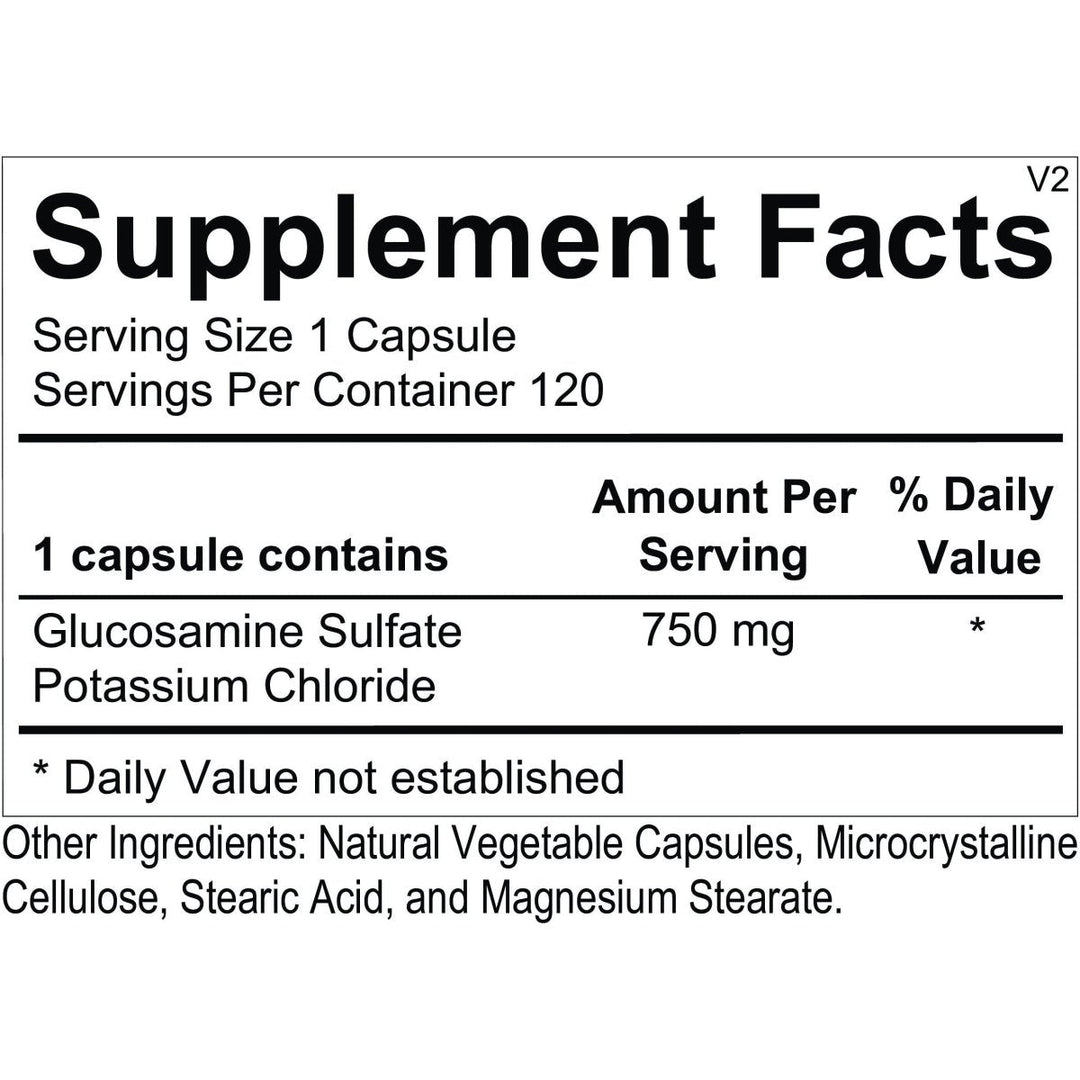 Ortho Molecular Glucosamine Sulfate 120 Cap - Supplement Facts panel