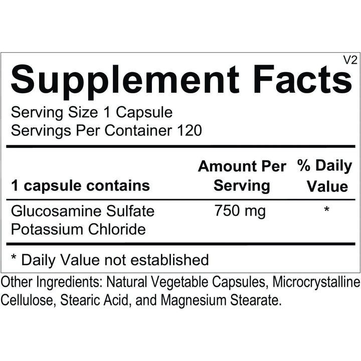 Ortho Molecular Glucosamine Sulfate 120 Cap - Supplement Facts panel
