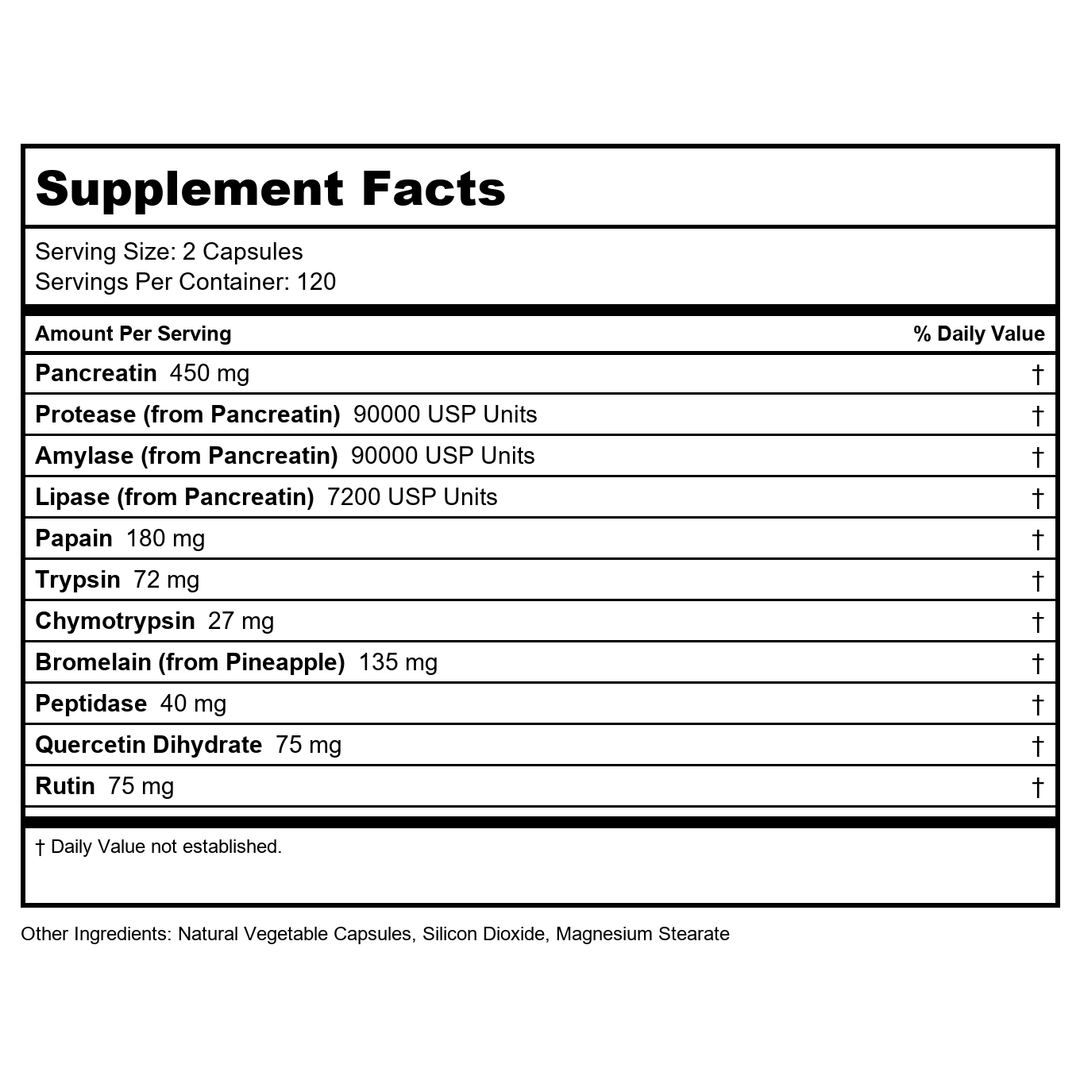 Ortho Molecular Vascuzyme 240 Capsules - B09MZHKQQL - Supplement Facts panel