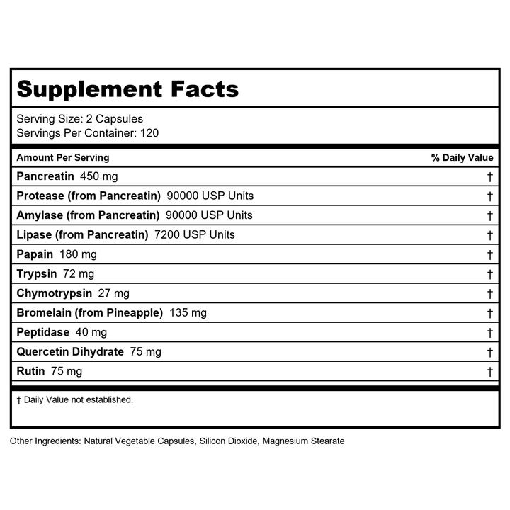 Ortho Molecular Vascuzyme 240 Capsules - B09MZHKQQL - Supplement Facts panel