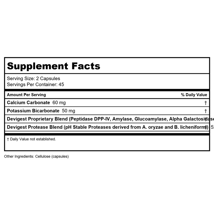 Arthur Andrew Medical Devigest ADS 90 Capsules - Supplement Facts panel