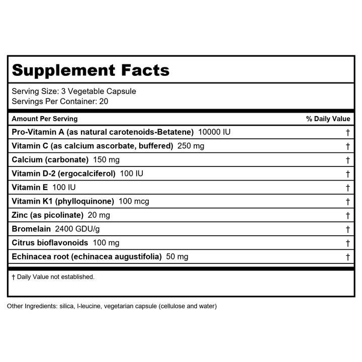 Vitanica Opti-Recovery 60 Vcaps - Supplement Facts panel