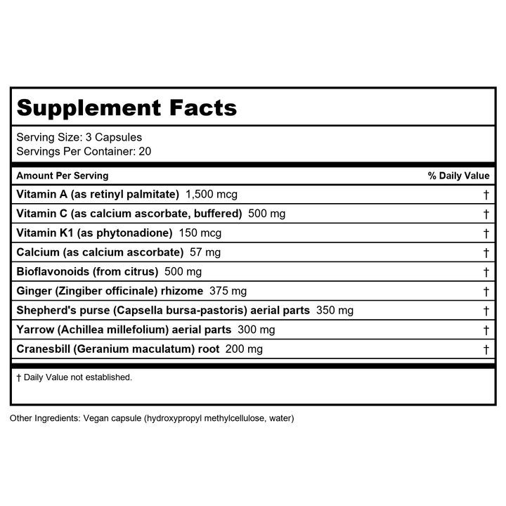 Vitanica Slow Flow 60 Vcaps - Supplement Facts panel