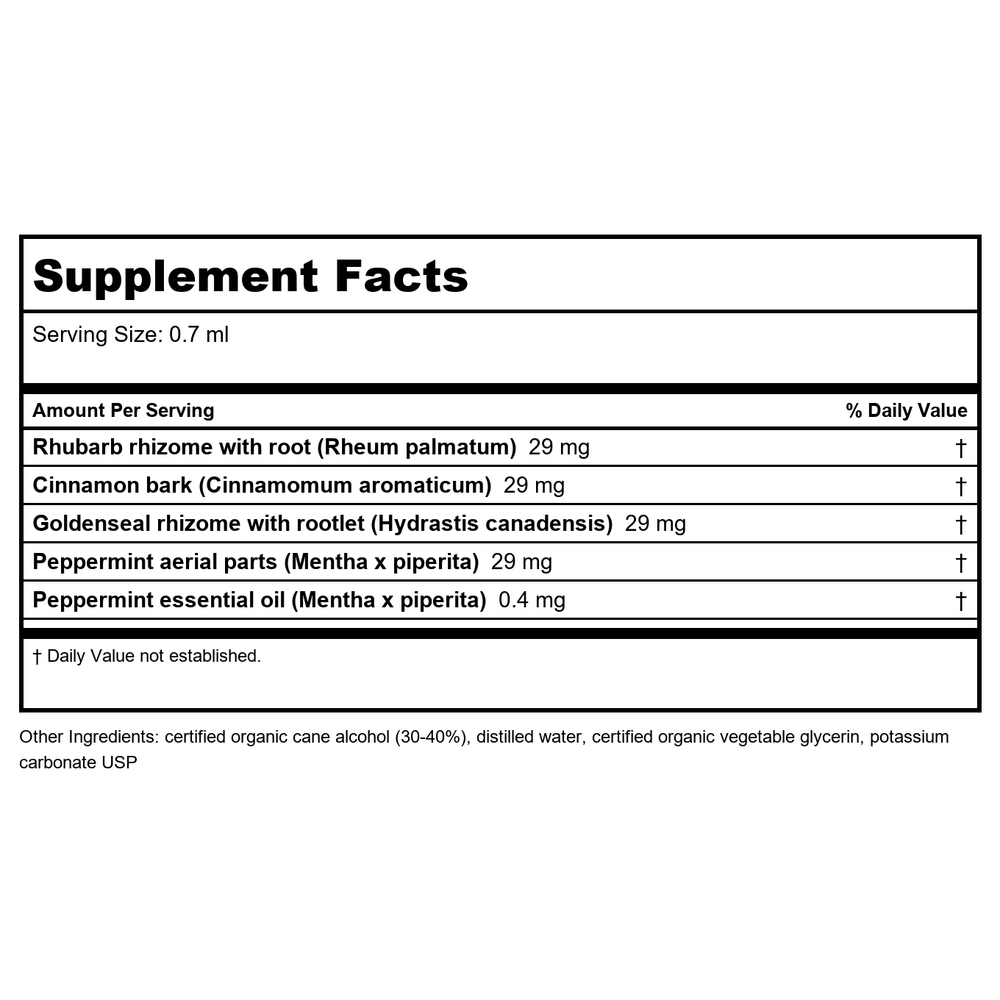 Herb Pharm Neutralizing Cordial 1oz - Supplement Facts panel