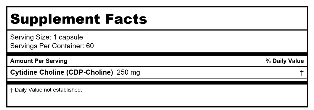 Ecological Formulas Cytidine Choline CTD 250 mg 60 Capsules - Supplement Facts panel