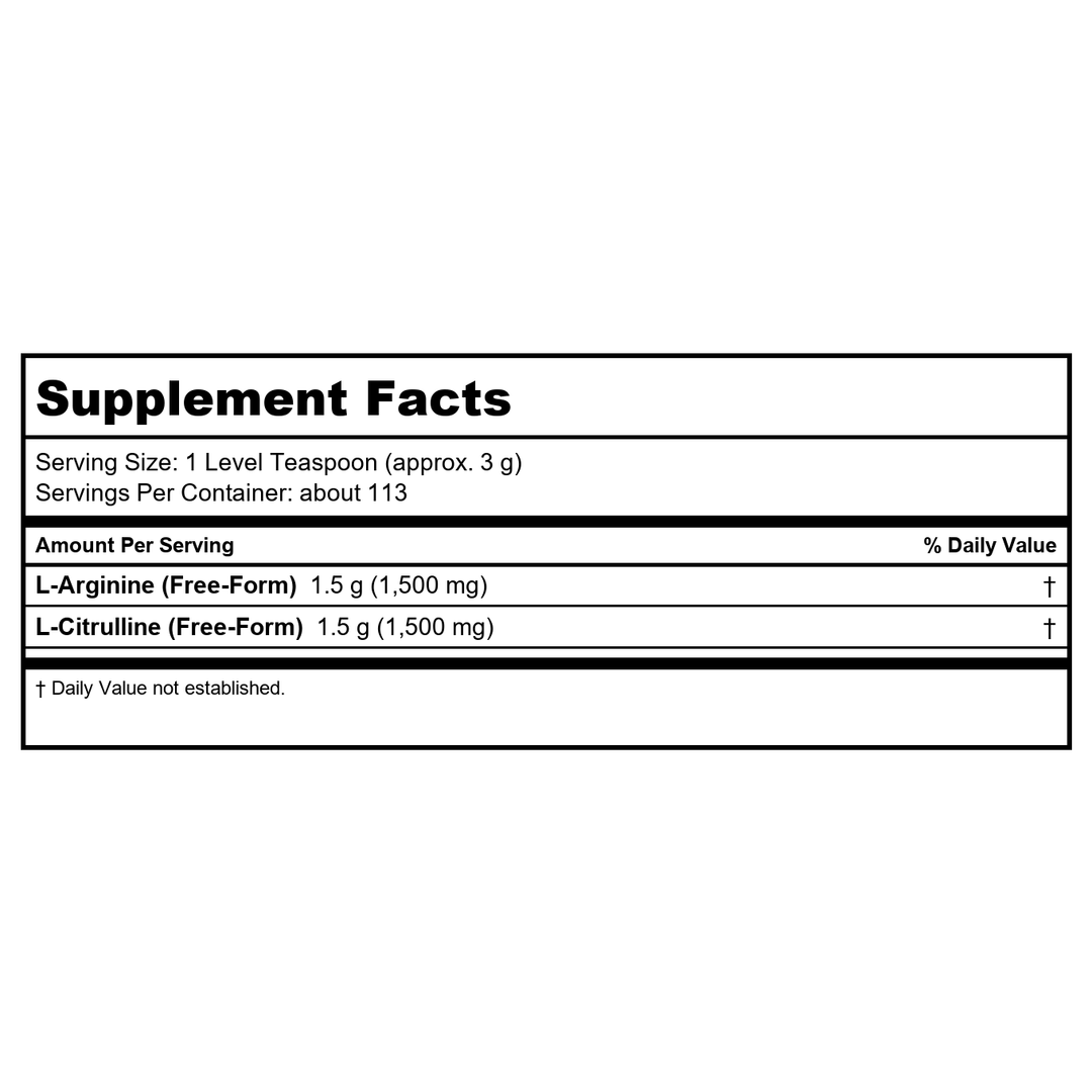 Now Sports Arginine &amp; Citrulline 500 mg / 250 mg - 120 Vcaps - 0037 - 2 Pack - Supplement Facts panel