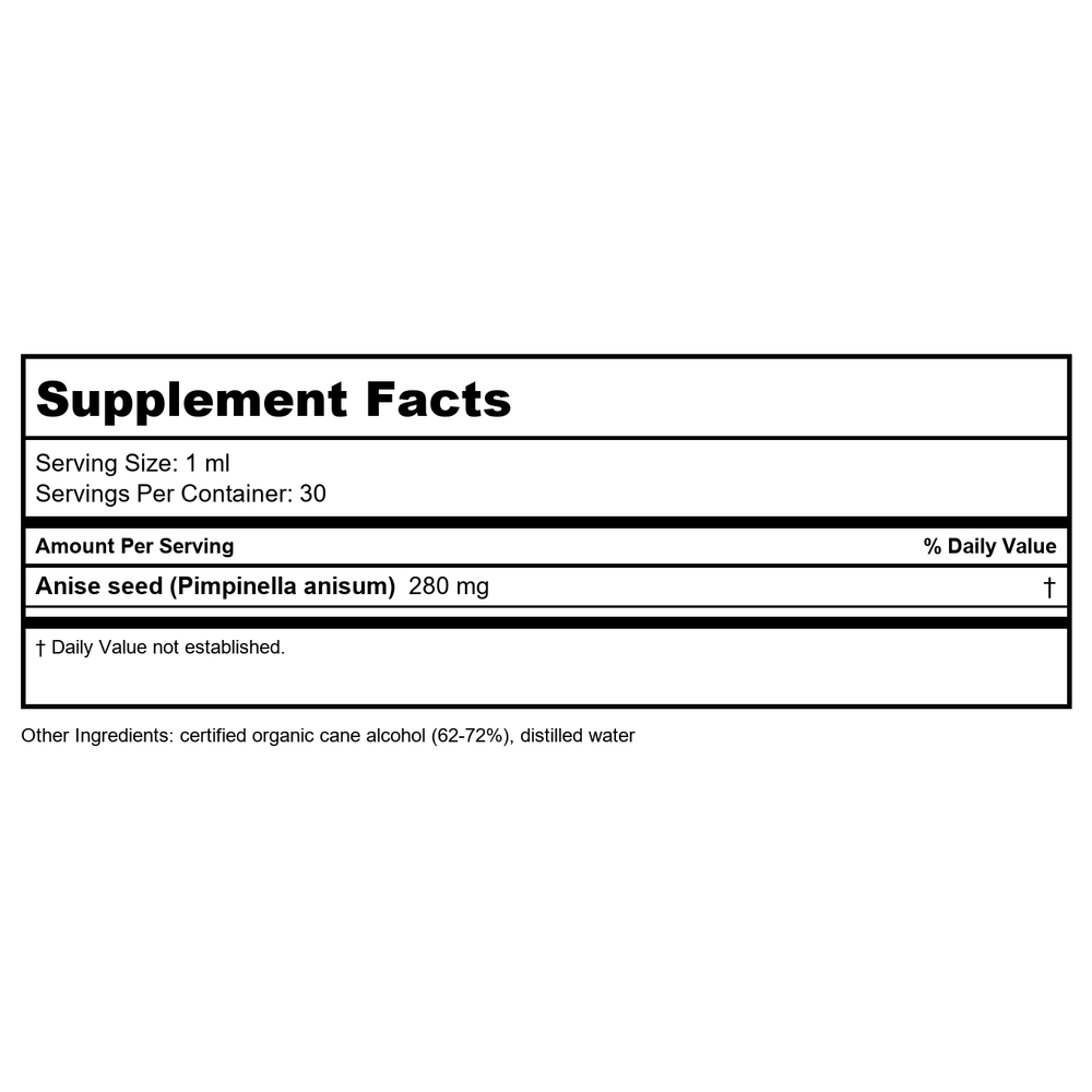 Herb Pharm Anise 1oz - Supplement Facts panel
