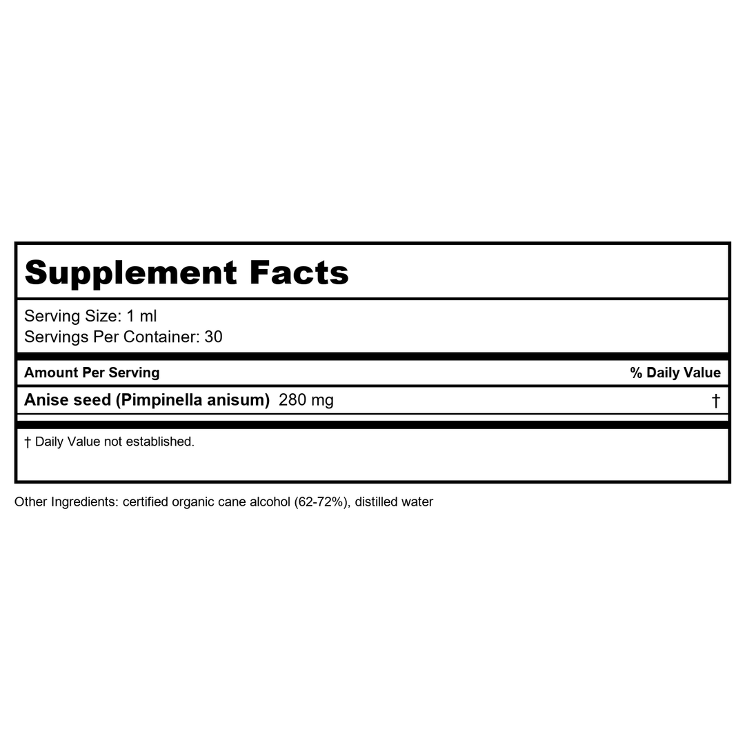 Herb Pharm Anise 1oz - Supplement Facts panel