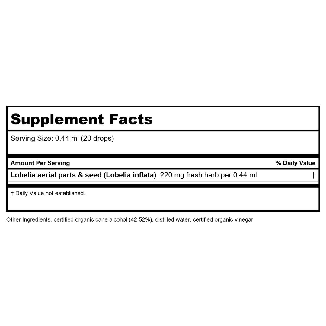 Herb Pharm Lobelia 4 oz - Supplement Facts panel