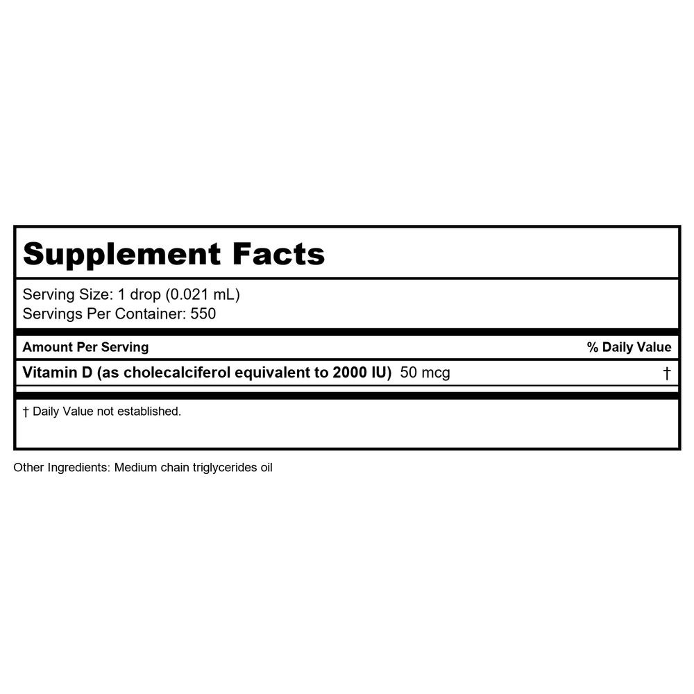 Apex Energetics Liqua-D 0.50 oz - K87 - Supplement Facts panel