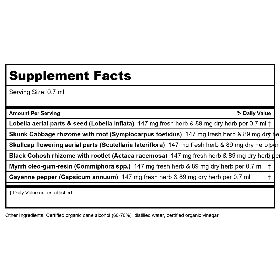 Herb Pharm Muscle Calmer 1oz - Supplement Facts panel