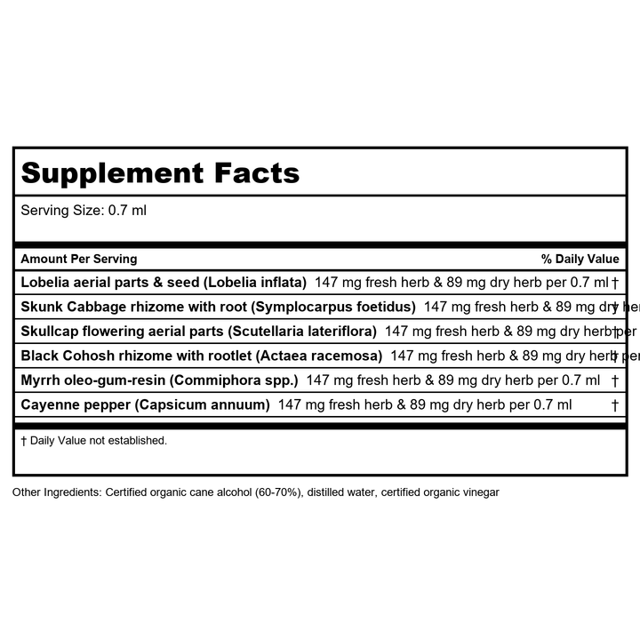 Herb Pharm Muscle Calmer 1oz - Supplement Facts panel
