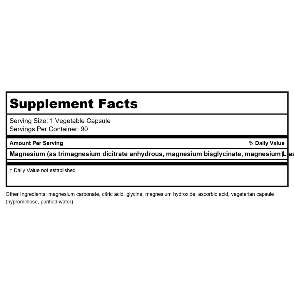 Interplexus Magnesium3 90 Vcaps - Supplement Facts panel