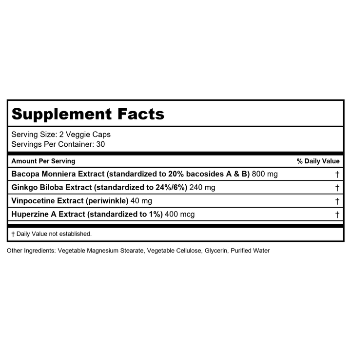 Biospec Ad-Focus HP 60 Capsules - Supplement Facts panel