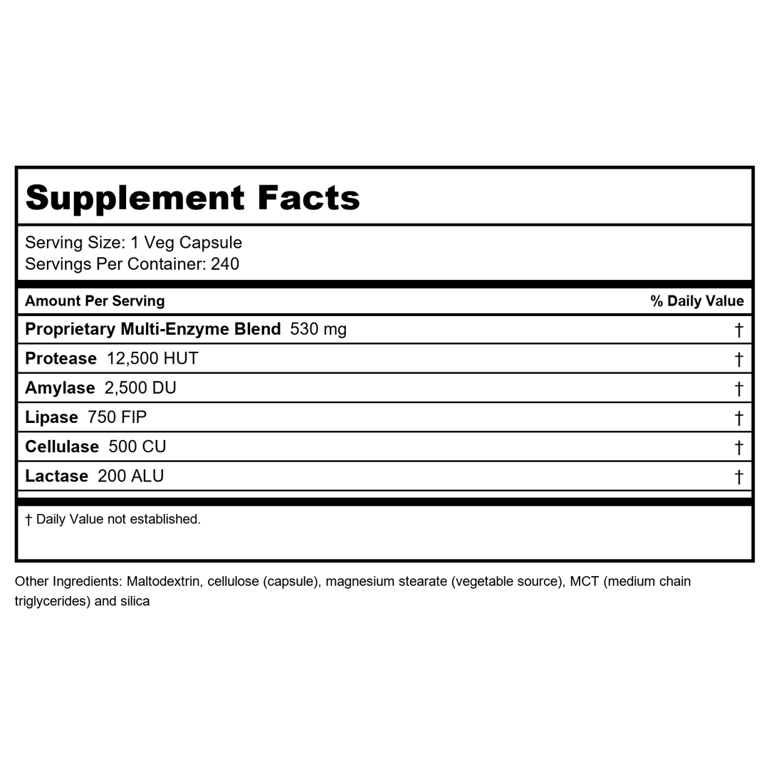 Now Foods Plant Enzymes 240 Vcaps - 2967 - 2 Pack - Supplement Facts panel