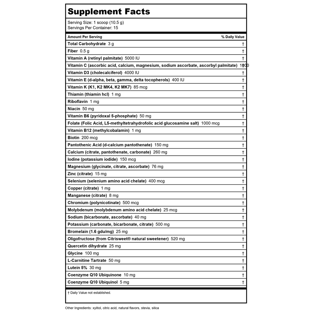 Restorative Formulations Metabolic Nutrition Lemon Lime 157.5 Grams - Supplement Facts panel