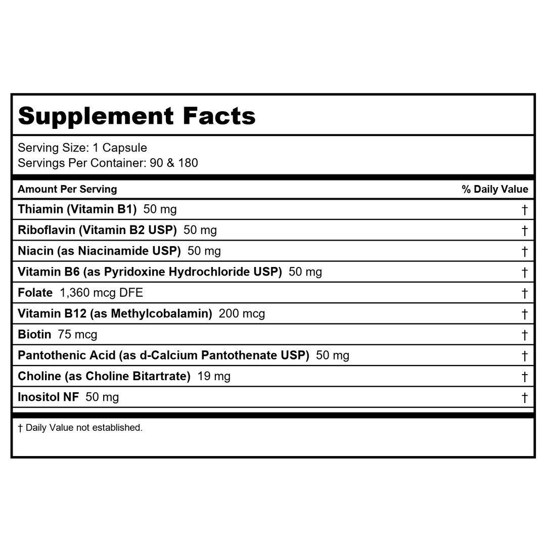 Ortho Molecular Methyl B Complex 120 Capsules - Supplement Facts panel
