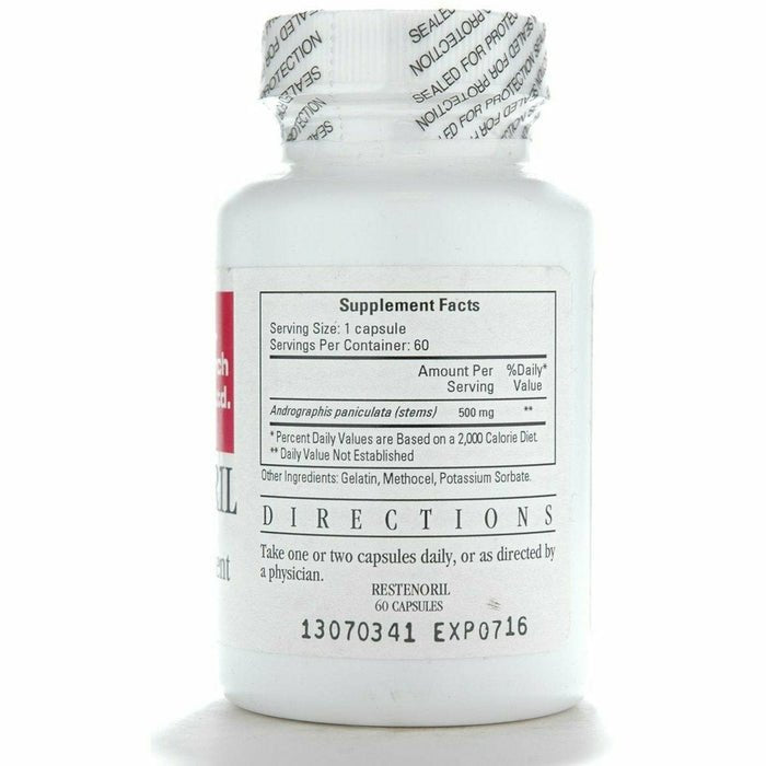 Cardiovascular Research Restenoril 60 Capsules - B003TVAYLM - Supplement Facts panel