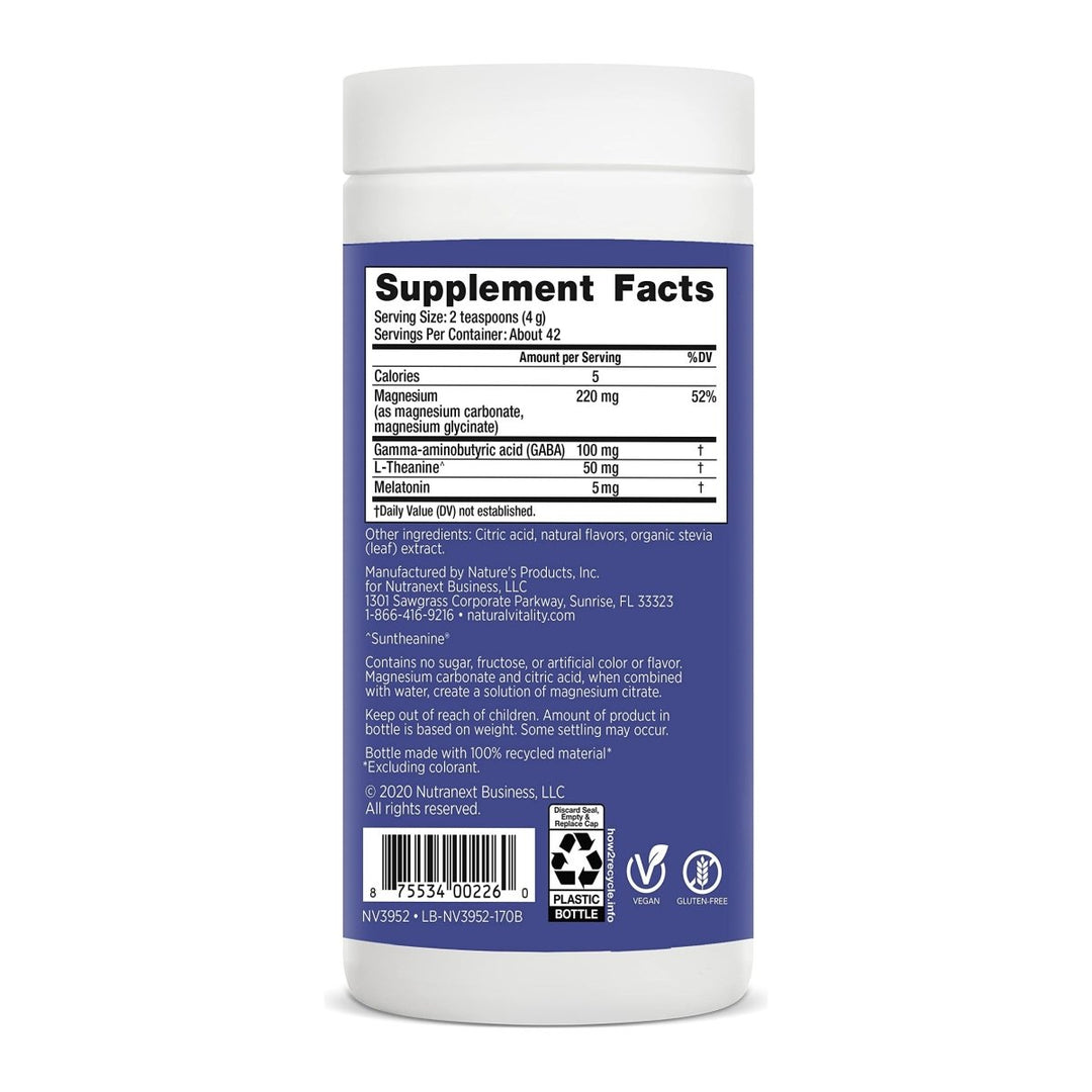 Natural Vitality Natural Calm Specifics Calmful Sleep Wildberry Flavor 6oz - Supplement Facts panel