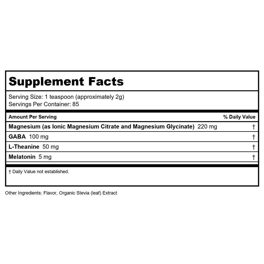 Natural Vitality Natural Calm Specifics Calmful Sleep Wildberry Flavor 6oz - 2 Pack - Supplement Facts panel