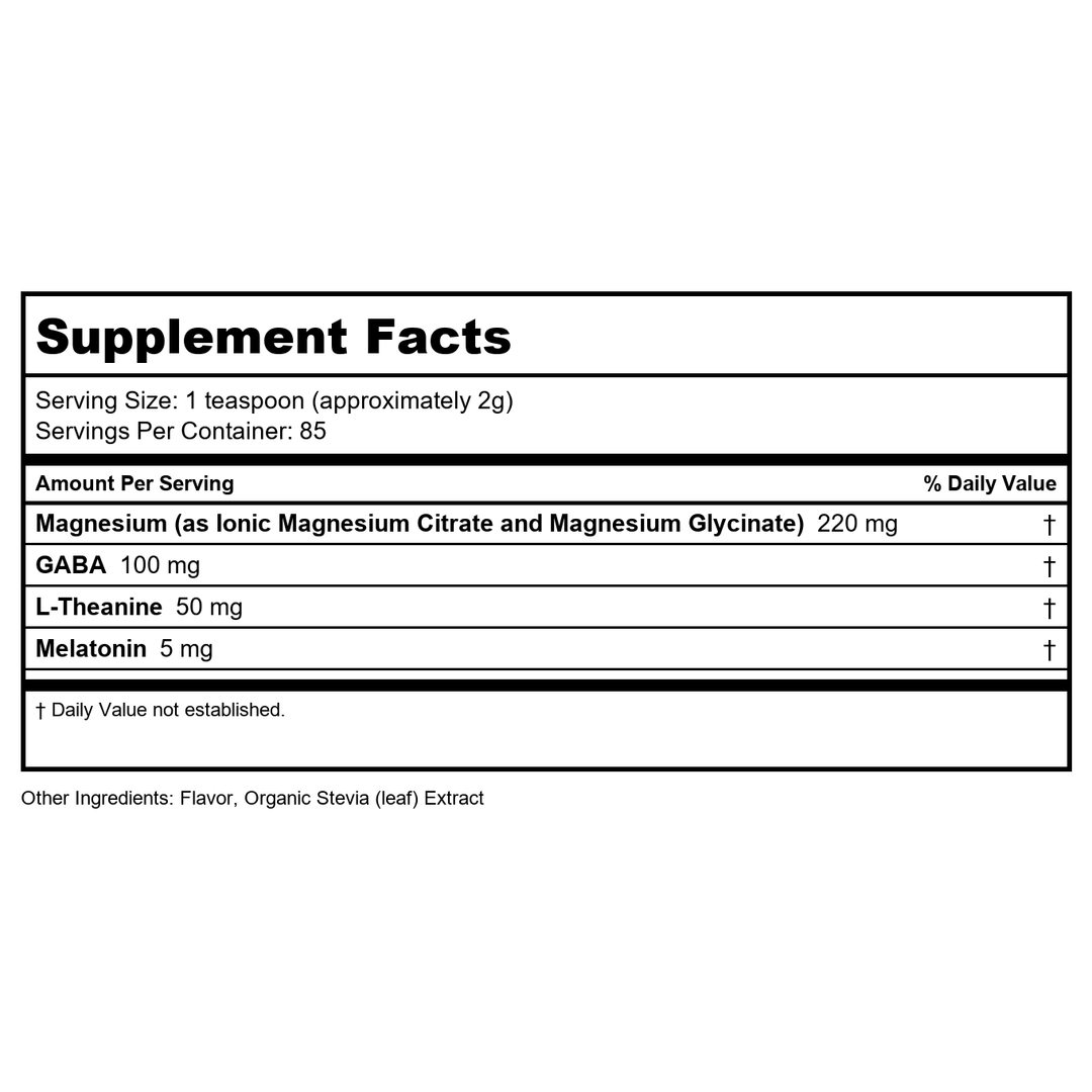 Natural Vitality Natural Calm Specifics Calmful Sleep Wildberry Flavor 6oz - 2 Pack - Supplement Facts panel