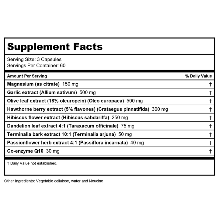 Vitanica VasoBlend 180 Vcaps - Supplement Facts panel