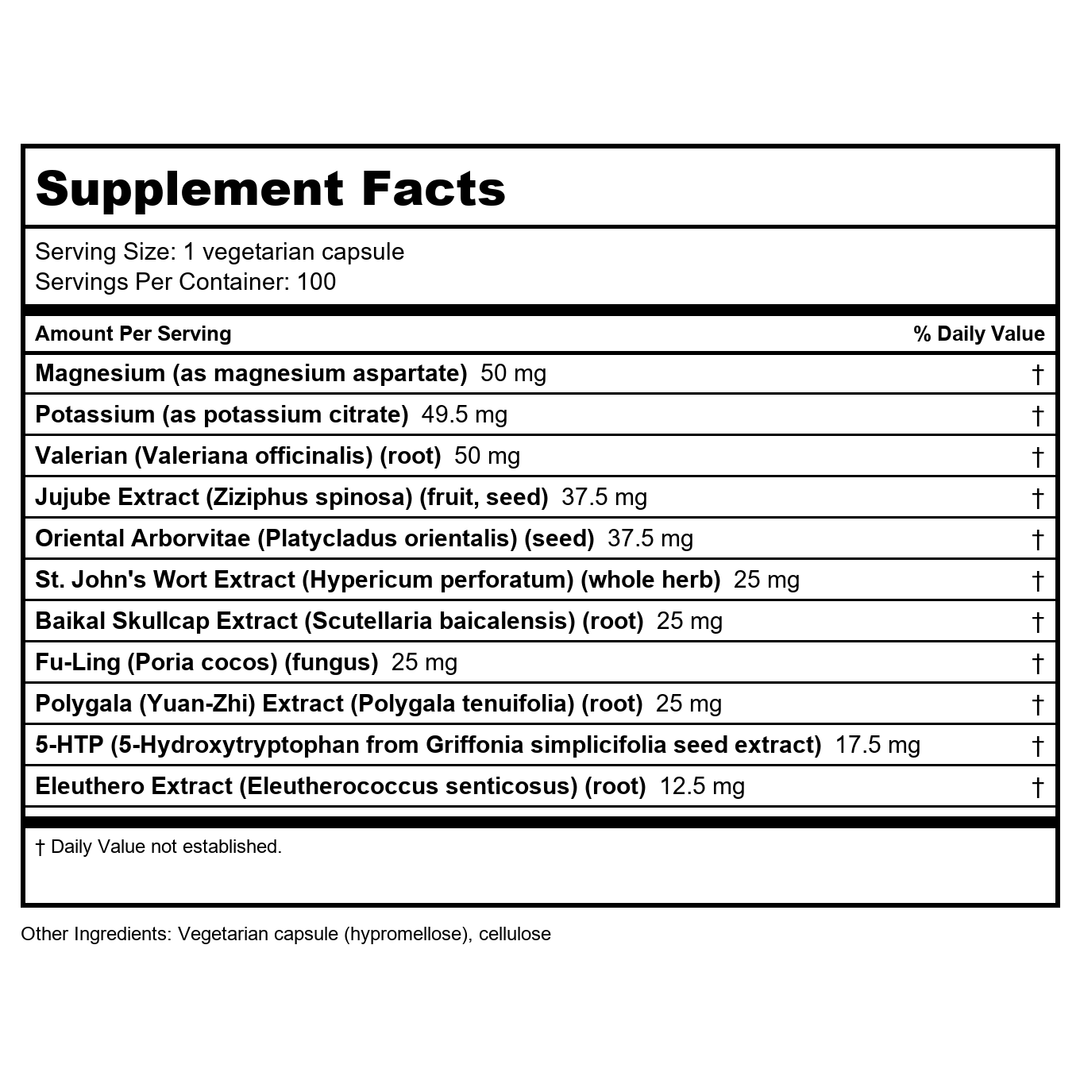 Apex Energetics Stress-Zyme 100 Capsules - Z23 - Supplement Facts panel