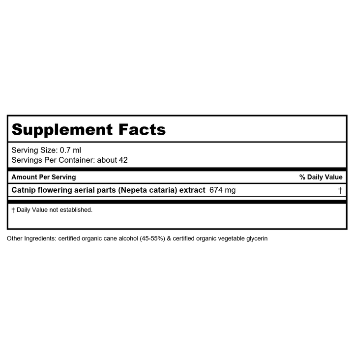 Herb Pharm Catnip 1oz - Supplement Facts panel