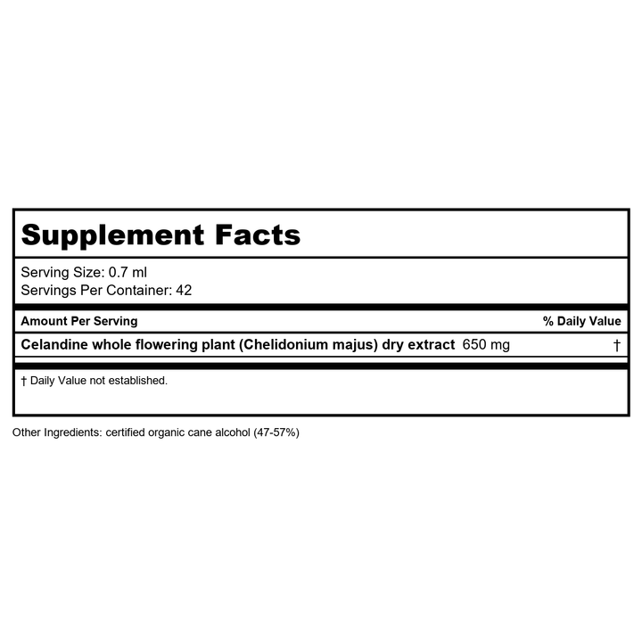 Herb Pharm Celandine 1oz - Supplement Facts panel